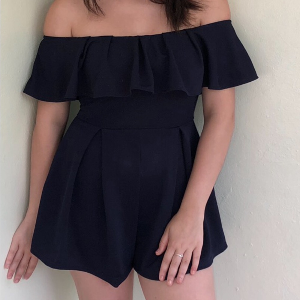 Navy Blue Off the shoulder romper